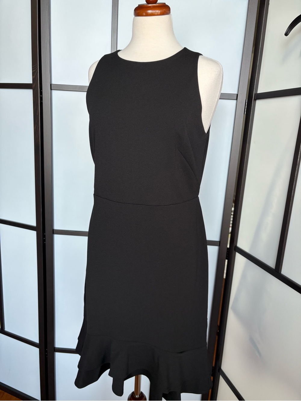 Ann Taylor Black Sleeveless Double Ruffle Hem Sheath Dress Size 8 NWT